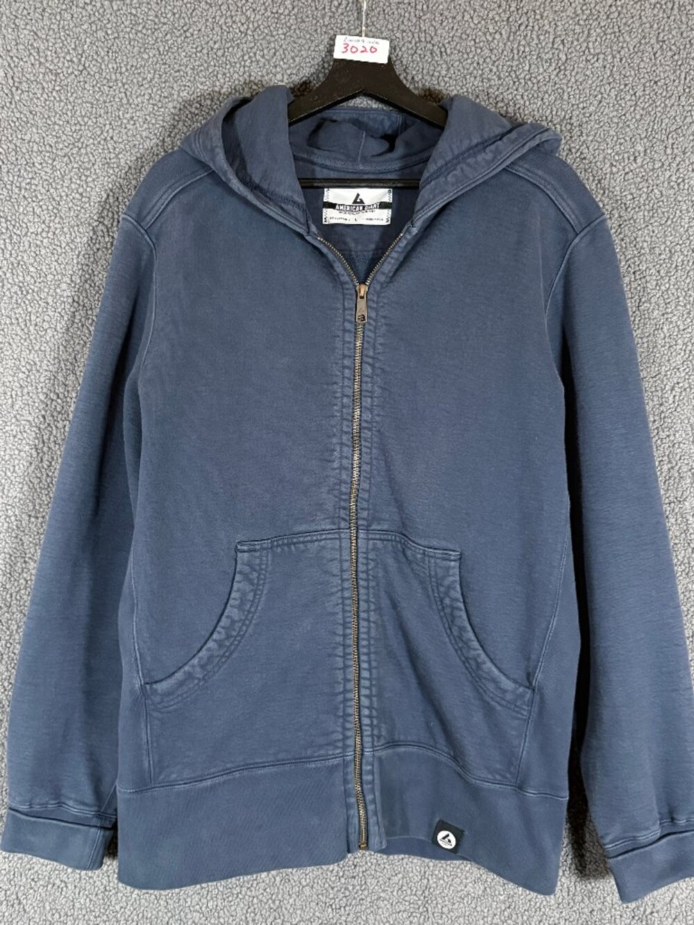 American Giant Heavy Cotton Full Zip Sweatshirt Hoodie - Men's Size L - Blue